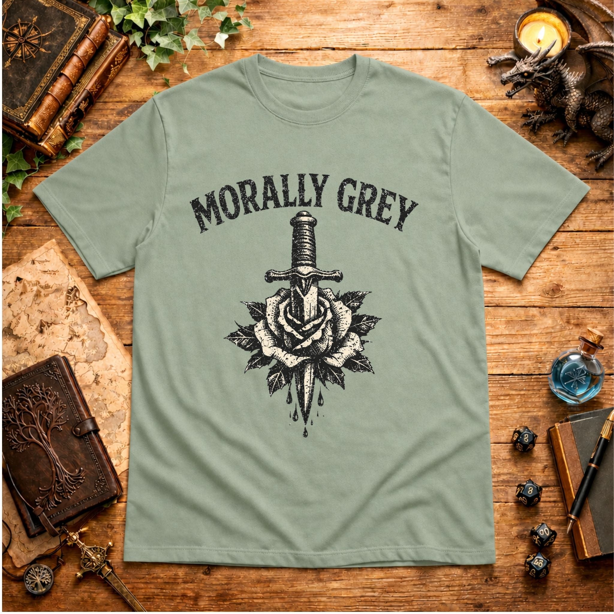 Morally Grey Rose & Dagger T-Shirt