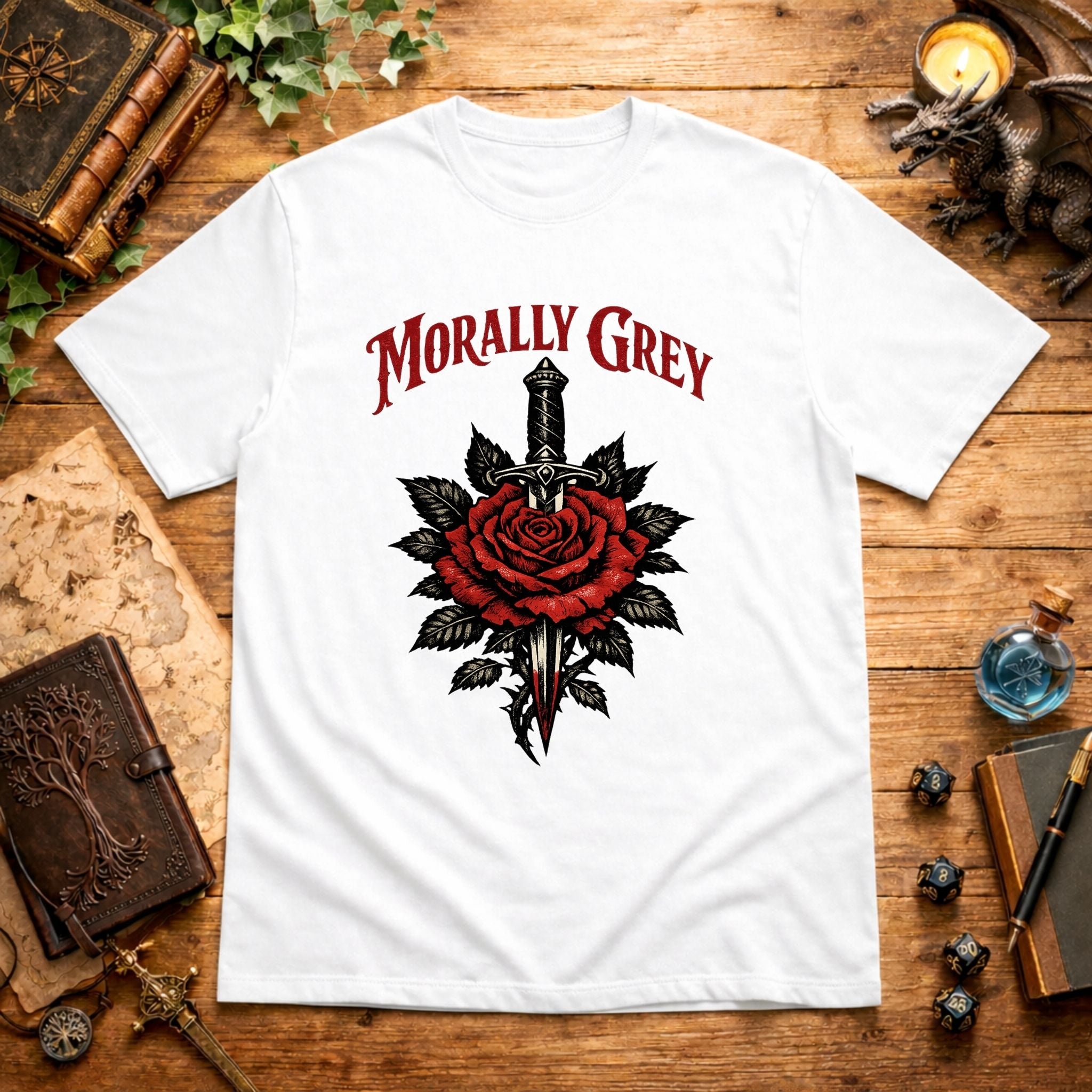 Morally Grey Rose & Dagger T-Shirt