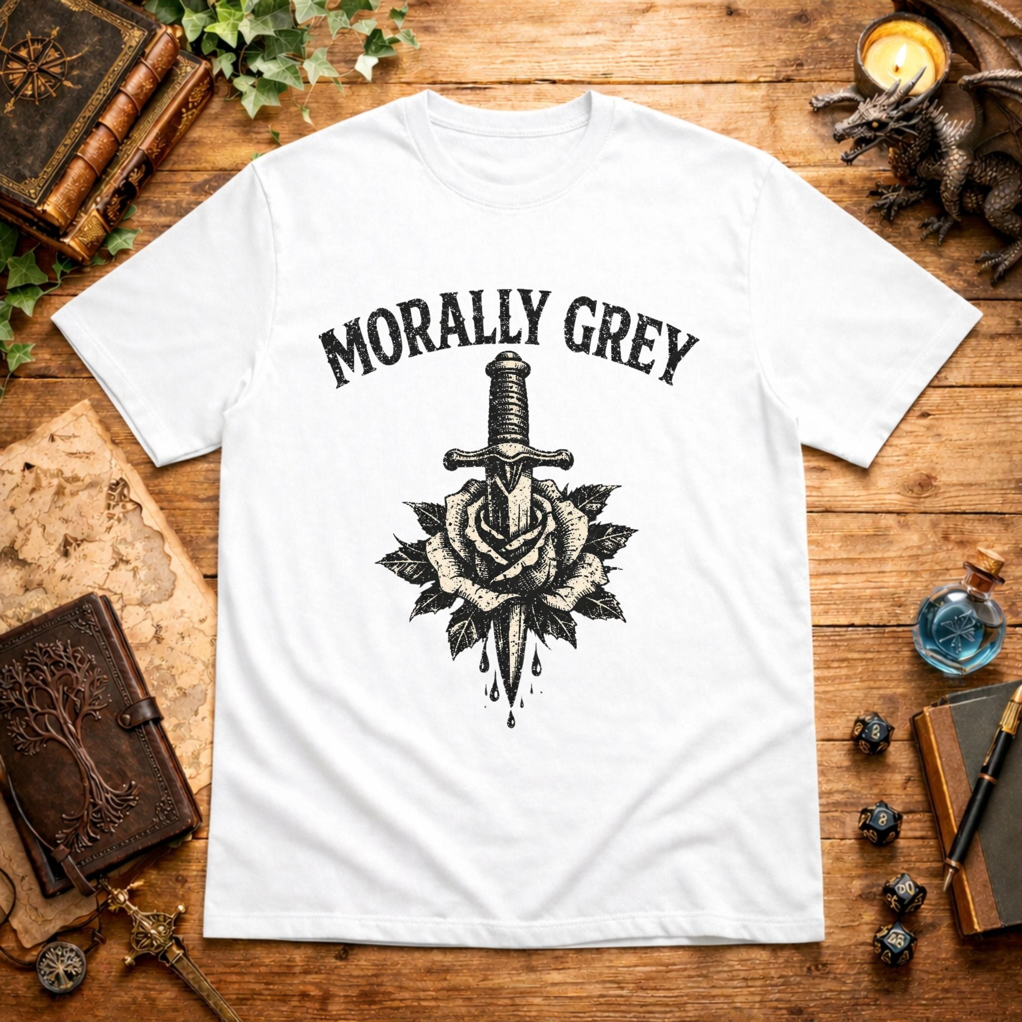 Morally Grey Rose & Dagger T-Shirt